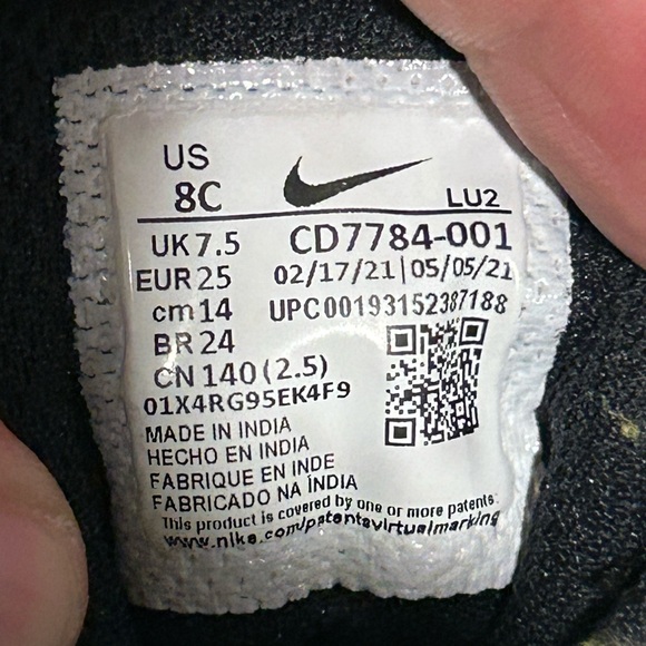 Nike Court Borough Mid 2 Toddler Size 8C(USA) /7,5 UK Black Shoes CD7784-001 - Picture 7 of 9